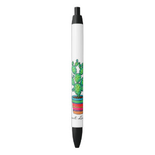 Prachtige Waterverf cactus in prachtige pot Zwarte Inkt Pen