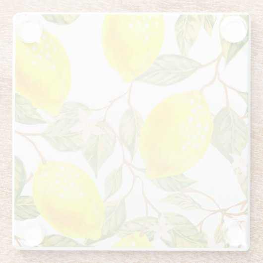 Prachtige waterverf-citroen glazen onderzetter (Achterkant)