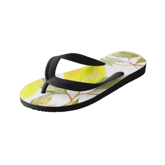 Prachtige waterverf-citroen kinder teenslippers (Schuin)