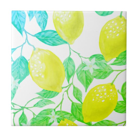 Prachtige waterverf-citroen tegeltje (Voorkant)