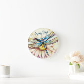 Prachtige Waterverf Dragonfly, personaliseren Ronde Klok (Huis)