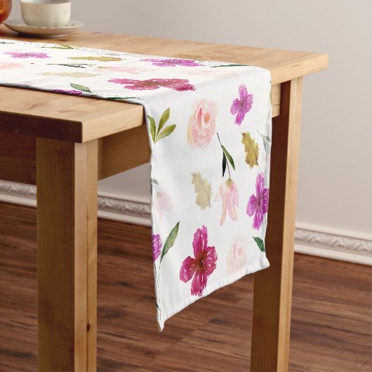 Prachtige Waterverf Floral Korte Tafelloper (Voorbeeld)