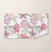 Prachtige Waterverf Floral Print Mauve Lila Bad Handdoek (Handdoek)