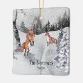 Prachtige Waterverf Fox en sneeuwlandschap Keramisch Ornament (Links)