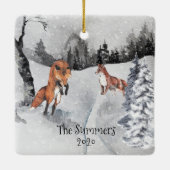 Prachtige Waterverf Fox en sneeuwlandschap Keramisch Ornament (Achterkant)