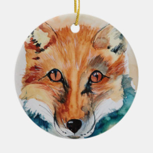 Prachtige Waterverf Fox-keramisch Ornament