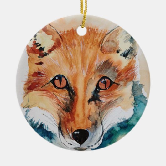 Prachtige Waterverf Fox-keramisch Ornament (Voorkant)