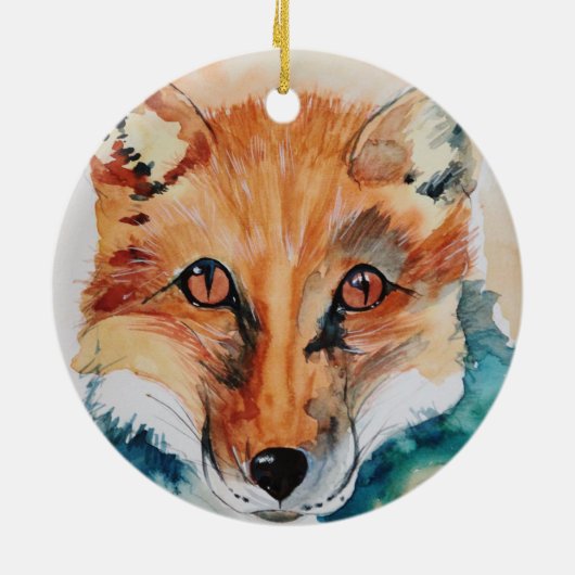 Prachtige Waterverf Fox-keramisch Ornament (Achterkant)