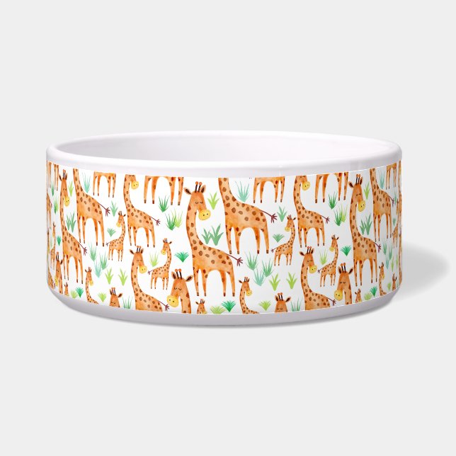 Prachtige Waterverf Giraffe Voerbakje (Voorkant)