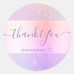 Prachtige Waterverf Glitter Dank u wel Ronde Sticker