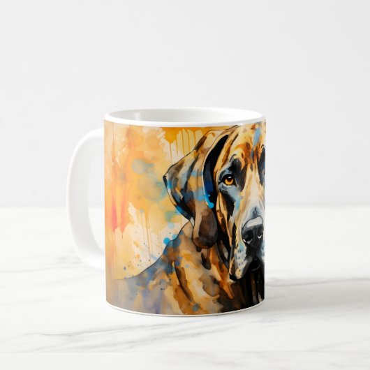 Prachtige Waterverf Great Dane Dog Wrap Koffiemok (Voorkant links)