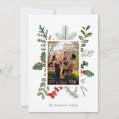 Prachtige Waterverf Greenery Foto Kerstmis Feestdagenkaart (Voorkant)