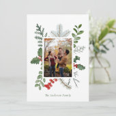 Prachtige Waterverf Greenery Foto Kerstmis Feestdagenkaart (Staand voorkant)