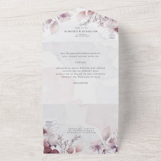 Prachtige waterverf herfst Bloemen All In One Uitnodiging (Buitenkant)