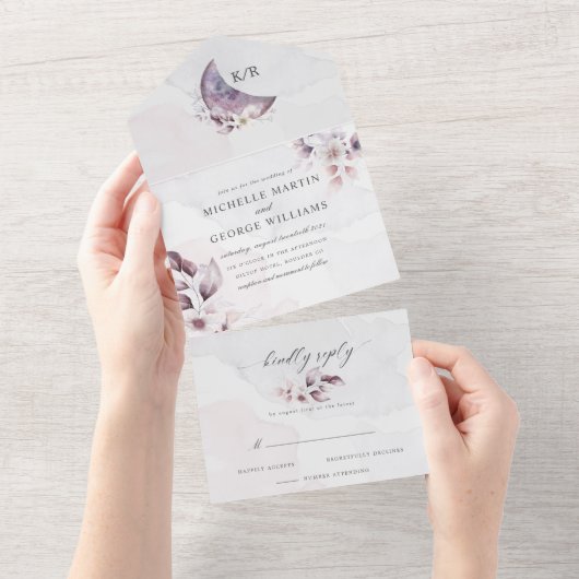 Prachtige waterverf herfst Bloemen All In One Uitnodiging (Afscheurbaar)