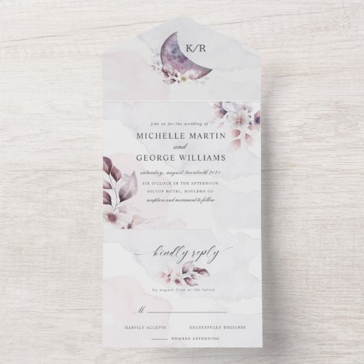 Prachtige waterverf herfst Bloemen All In One Uitnodiging (Binnen)