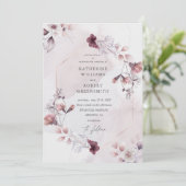 Prachtige waterverf herfst bloemenbruiloft uitnodi kaart (Staand voorkant)