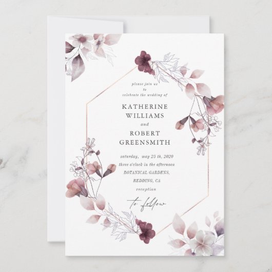 Prachtige waterverf herfst bloemenbruiloft uitnodi kaart (Voorkant)