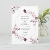 Prachtige waterverf herfst bloemenbruiloft uitnodi kaart (Staand voorkant)