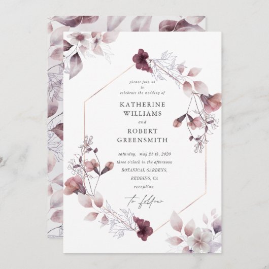 Prachtige waterverf herfst bloemenbruiloft uitnodi kaart (Voorkant / Achterkant)