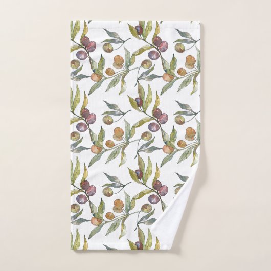 Prachtige Waterverf Italiaans olijfmotief wit Bad Handdoek (Handdoek)