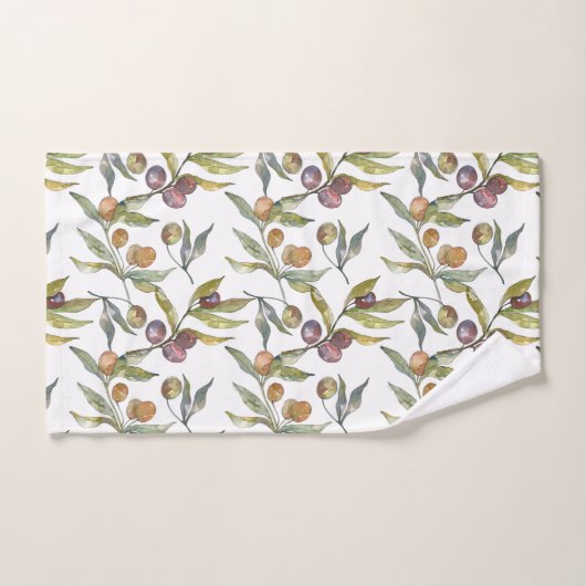 Prachtige Waterverf Italiaans olijfmotief wit Bad Handdoek (Handdoek)