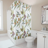 Prachtige Waterverf Italiaans olijfmotief wit Douchegordijn (In situ)