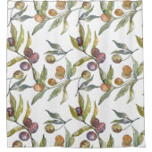 Prachtige Waterverf Italiaans olijfmotief wit Douchegordijn (Voorkant)