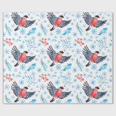 Prachtige Waterverf kerstcadeaupapier voor vogels Cadeaupapier (Vlak)