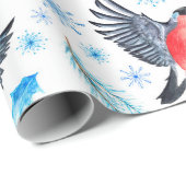 Prachtige Waterverf kerstcadeaupapier voor vogels Cadeaupapier (Rol Hoek)