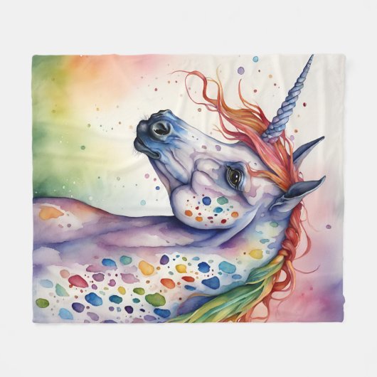 Prachtige Waterverf Kleurrijke Appaloosa Eenhoorn Fleece Deken (Voorkant (Horizontaal))