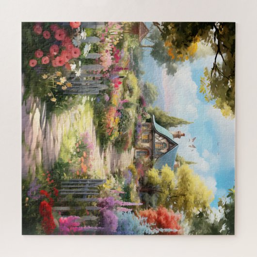 Prachtige Waterverf land tuin Legpuzzel (Horizontaal)