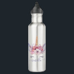 Prachtige waterverf met één aanzicht waterfles<br><div class="desc">Prachtige,  kleurrijke Unicorn-waterverf florale vormgeving. Het perfecte geschenk voor het meisje in je leven met deze mooie waterverf eenhoorn illustratie en ruimte om je te personaliseren. Deel van een collectie.</div>