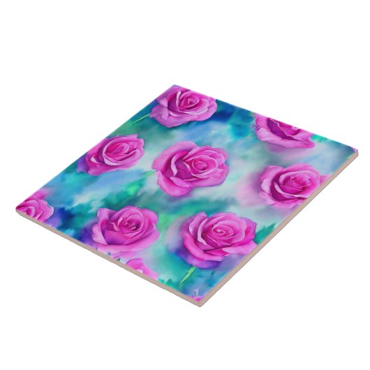 Prachtige Waterverf Modern Roze Collectie Tegeltje (Zijkant)
