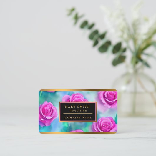 Prachtige Waterverf Modern Roze Collectie Visitekaartje (Staand voorkant)