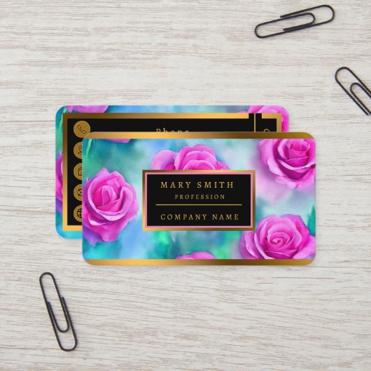 Prachtige Waterverf Modern Roze Collectie Visitekaartje (Voorkant / Achterkant in situ)