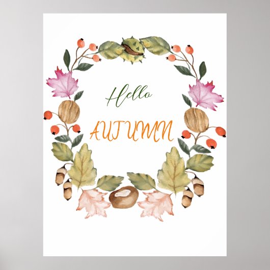 Prachtige waterverf najaarspoot van bladeren poster (Voorkant)