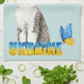 Prachtige Waterverf Oekraïne Kat en vlinder Theedoek (Gevouwen)