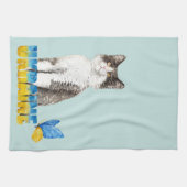 Prachtige Waterverf Oekraïne Kat en vlinder Theedoek (Horizontaal)