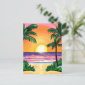 Prachtige Waterverf palmbomen zonsondergang Briefkaart (Staand voorkant)