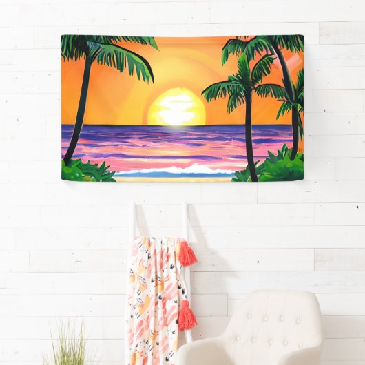 Prachtige Waterverf palmbomen zonsondergang Spandoek (Insitu)