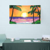 Prachtige Waterverf palmbomen zonsondergang Spandoek (Beurs)