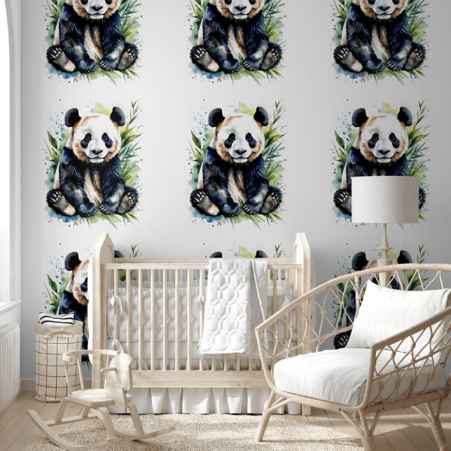 Prachtige Waterverf Panda Beer Behang (Kinderen)