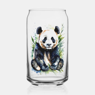 Prachtige Waterverf Panda Beer Blikvorm Glas