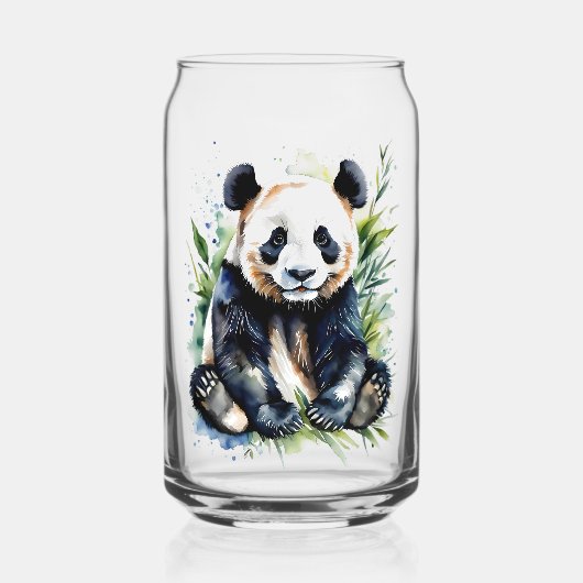 Prachtige Waterverf Panda Beer Blikvorm Glas (Voorkant)