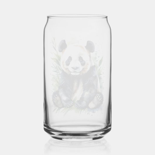 Prachtige Waterverf Panda Beer Blikvorm Glas (Achterkant)