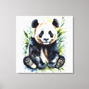 Prachtige Waterverf Panda Beer Canvas Afdruk