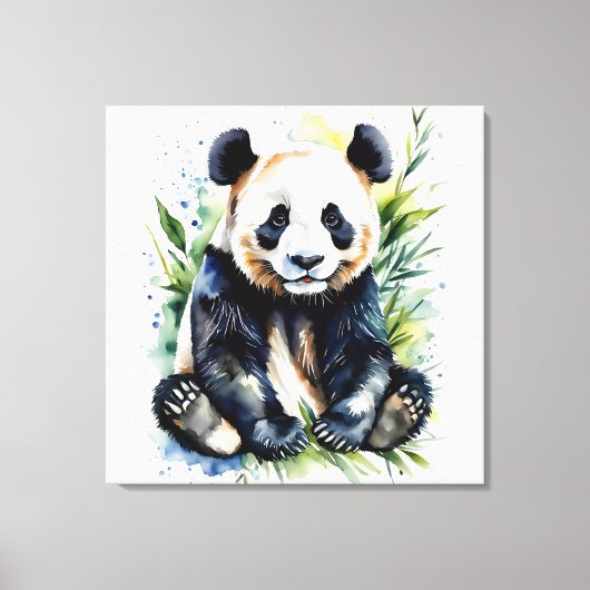 Prachtige Waterverf Panda Beer Canvas Afdruk (Voorkant)