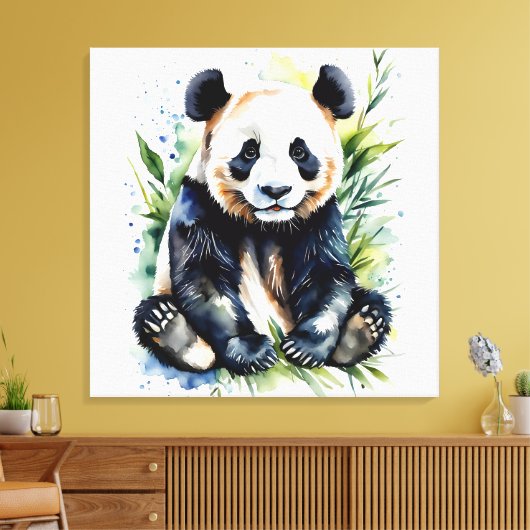 Prachtige Waterverf Panda Beer Canvas Afdruk (Insitu (Woonkamer))