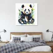 Prachtige Waterverf Panda Beer Canvas Afdruk (Insitu (Slaapkamer))